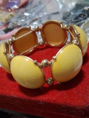 Source Unknown Yellow Dome Stretch Bracelet - Gold-Tone Accents